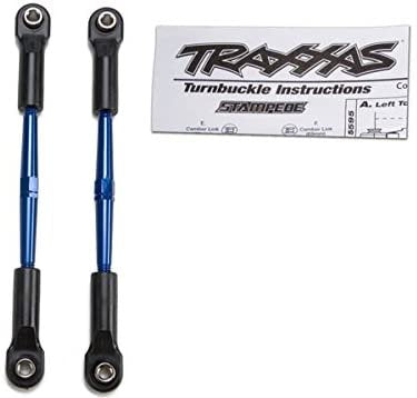 Turnbuckles aluminum (blue-anodized) toe links 61mm (2) (assembled with rod ends & hollow balls) (fits Stampede) (requires 5mm aluminum wrench #5477)