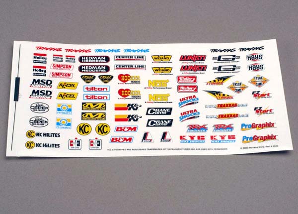 Decal sheet racing sponsors