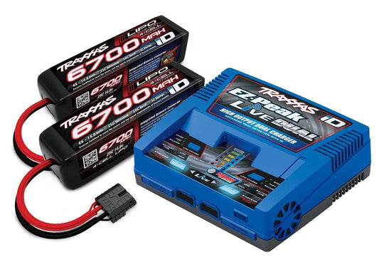 Battery/charger completer pack (includes #2973 Dual iD charger (1) #2890X 6700mAh 14.8V 4-cell 25C LiPo battery (2))