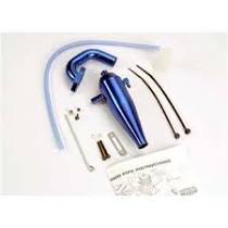 Discontinued - Aluminum tuned pipe & header (complete w/mounting hardware) (strong power across mid and upper RPM range) (blue-anodized)