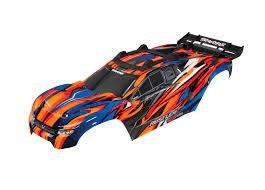 Body Rustler 4X4 VXL orange/ window grille lights decal sheet (assembled with front & rear body mounts and rear body support for clipless mounting)