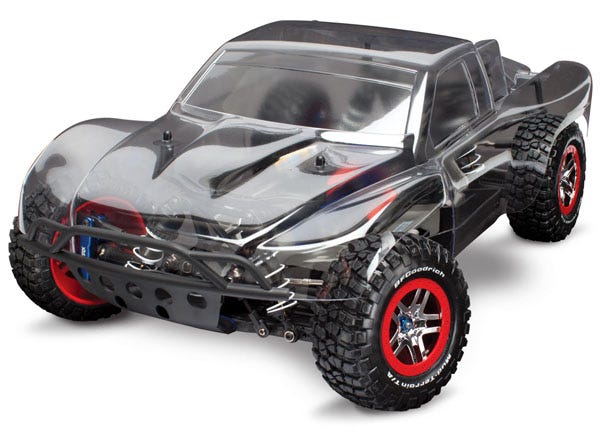 Discontinued - Slash 4X4 Platinum: 1/10 Scale 4WD Electric Short Course Truck. Fully assembled with low CG chassis servos Velineon VXL-3s brushless E.S.C. (fwd/rev) clear body. Transmitter and receiver not included.