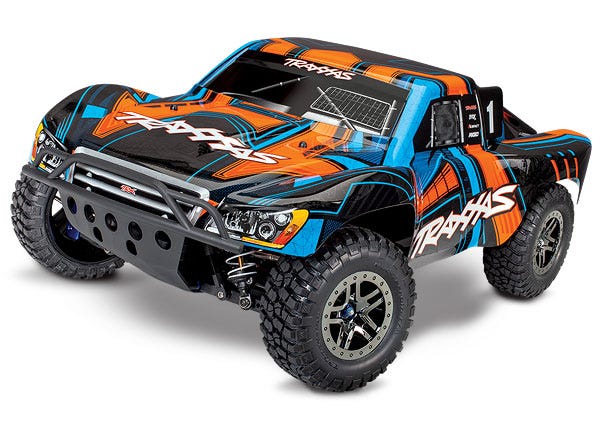 Discontinued - Slash 4X4 Ultimate Edition Orange: 1/10 Scale 4WD Electric Short Course Truck. Ready-to-Race with TQi Radio System and Traxxas Link Wireless Module Low-CG chassis Velineon VXL-3s brushless ESC (fwd/rev) and Traxxas Stability Management (TS