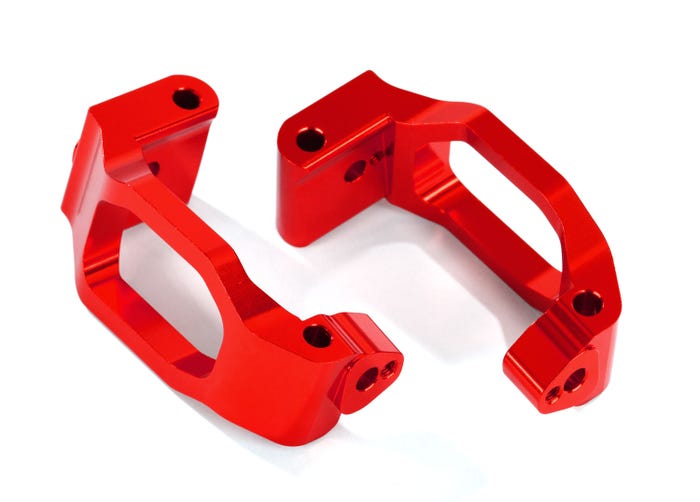 Discontinued - Caster blocks (c-hubs) 6061-T6 aluminum (red-anodized) left & right/ 4x22mm pin (4)/ 3x6mm BCS (4)/ retainers (4)