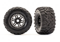 Tires & wheels assembled glued (black wheels Maxx All-Terrain tires foam inserts) (2) (17mm splined) (TSM rated)