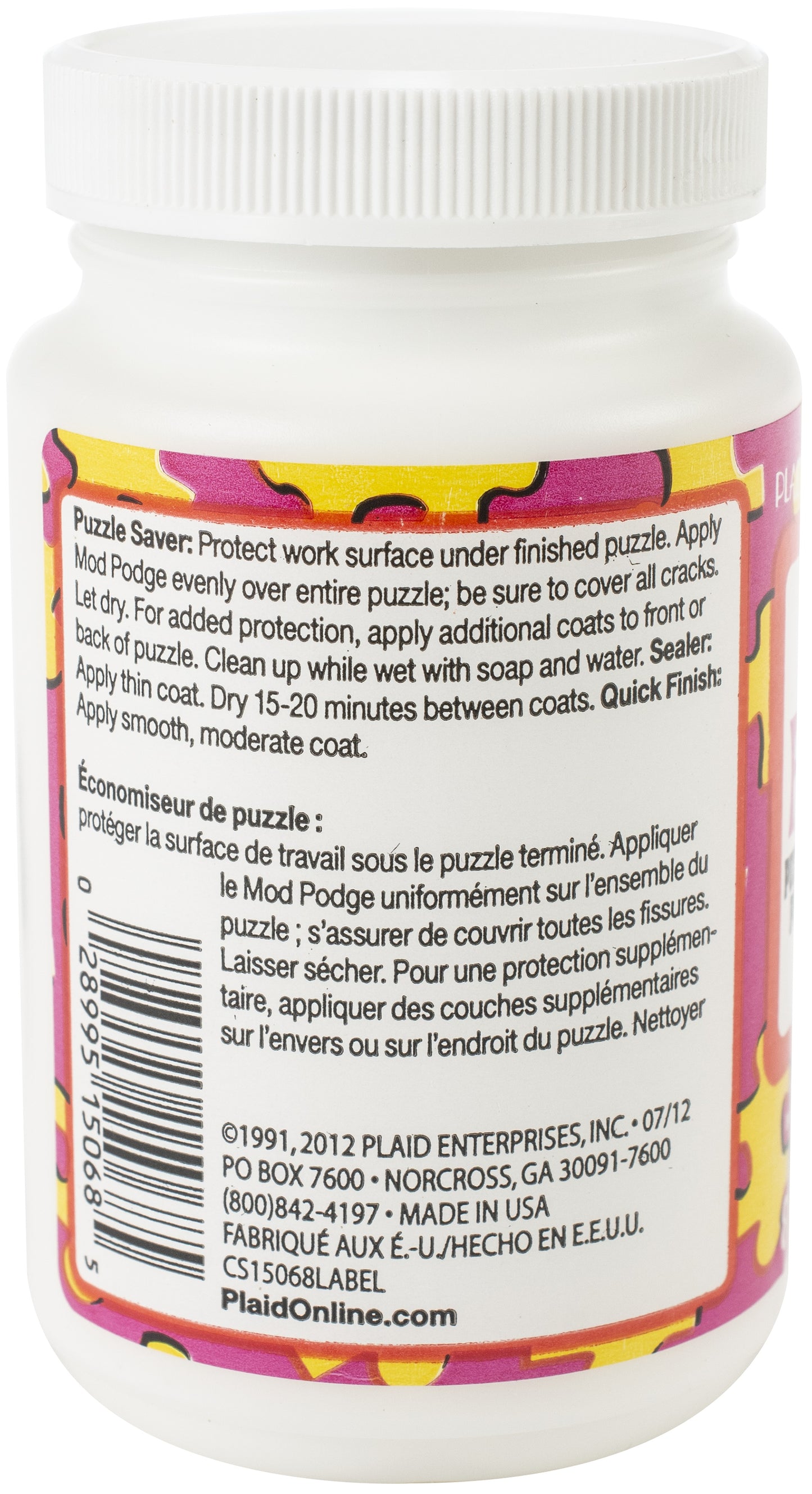 Plaid Mod Podge Puzzle Saver-8oz