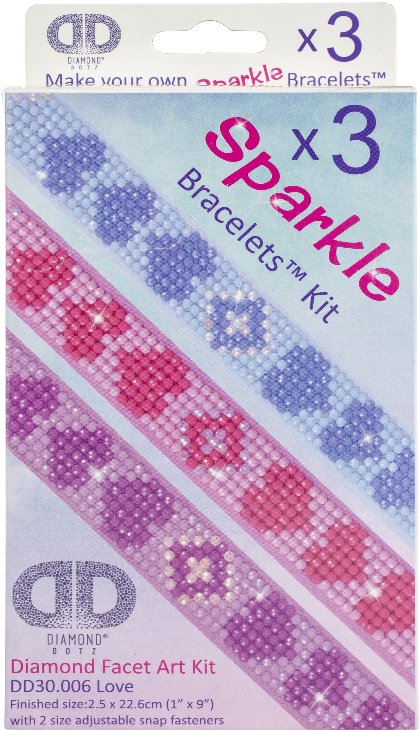 Diamond Dotz Diamond Bracelets Facet Art Kit 1"X9"-Assorted Love 3/Pkg