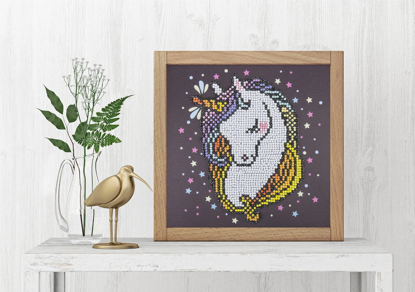 Leisure Artd Diamond Art Beginner Kit 8"X8"-Heart Unicorn