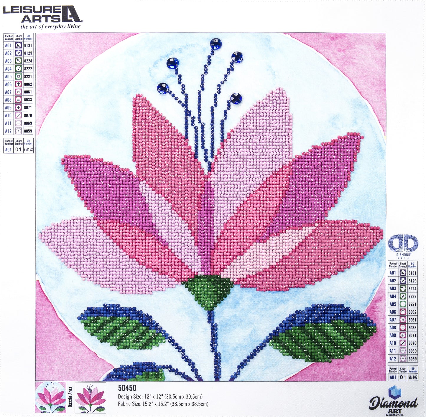 Leisure Arts Diamond Art Intermediate Kit 12"X12"-Modern Flower