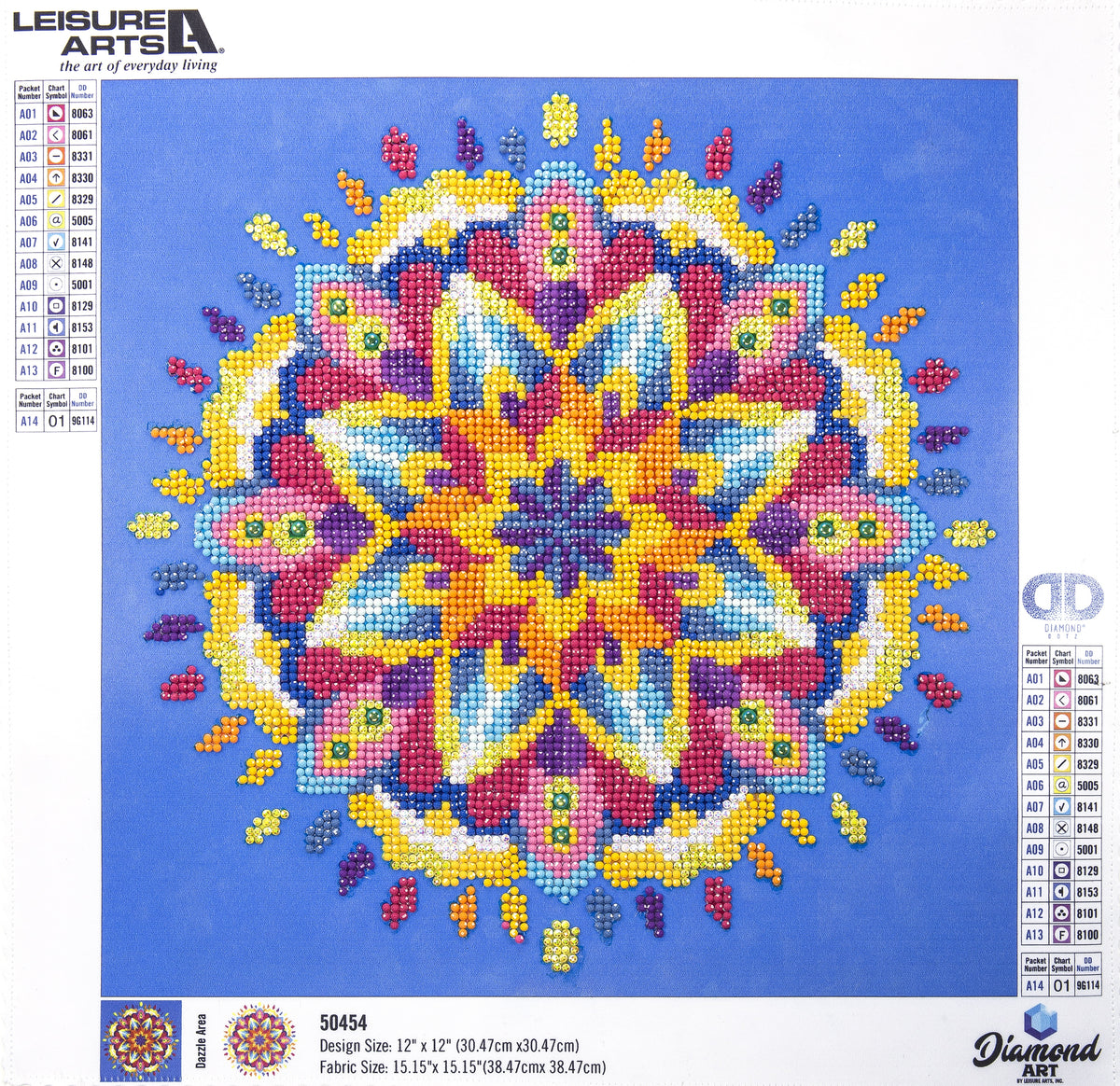 Leisure Arts Diamond Art Intermediate Kit 12"X12"-Blue Mandala