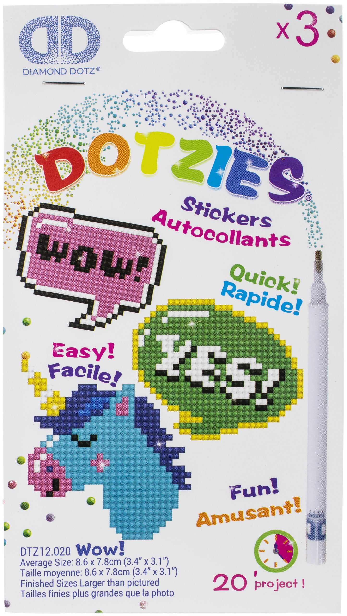 Diamond Dotz DOTZIES Stickers Facet Art Kit-Multi Pack Wow 3/Pkg