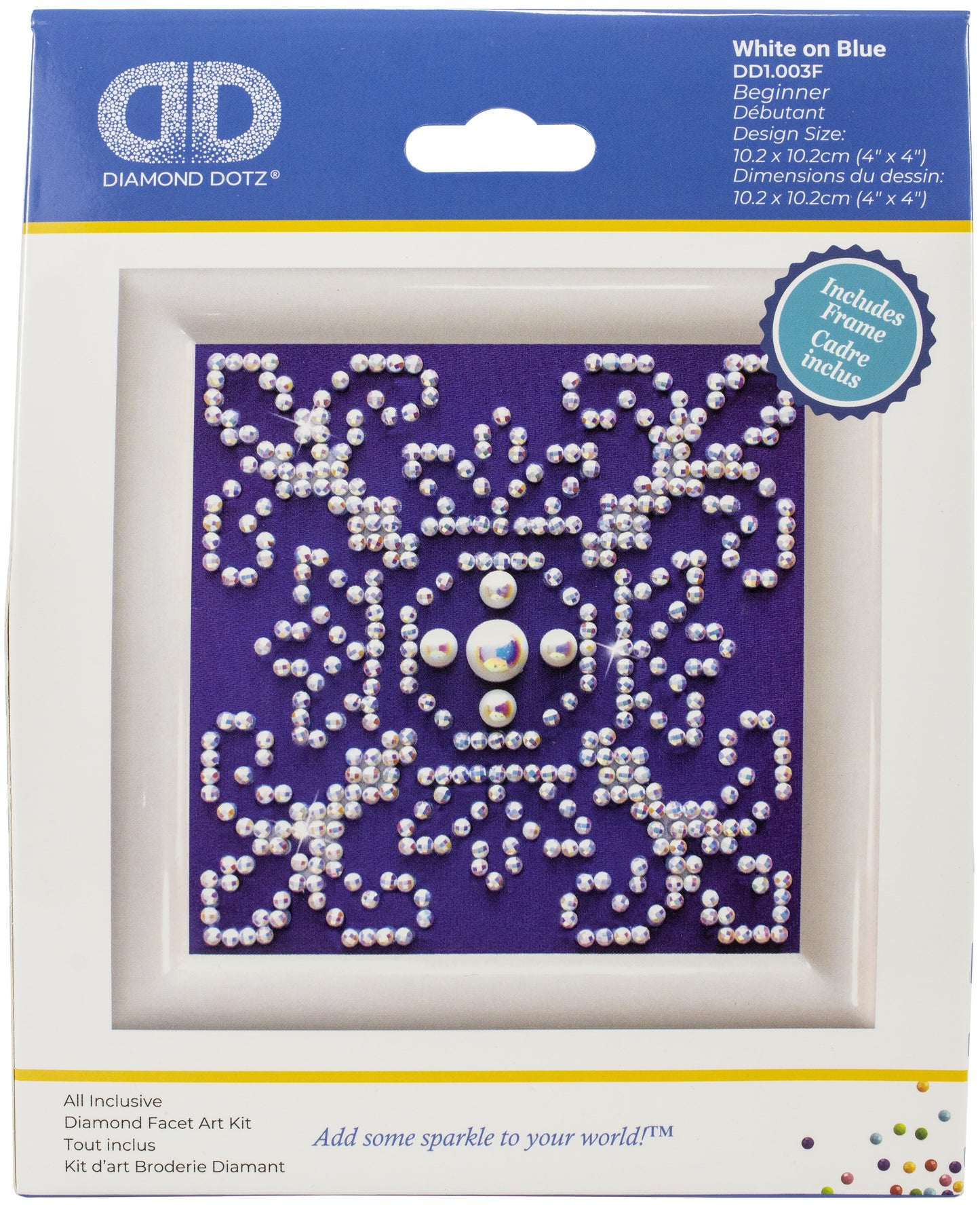 Diamond Dotz Diamond Embroidery Facet Art Kit W/ Frame-White On Blue W/ White Frame