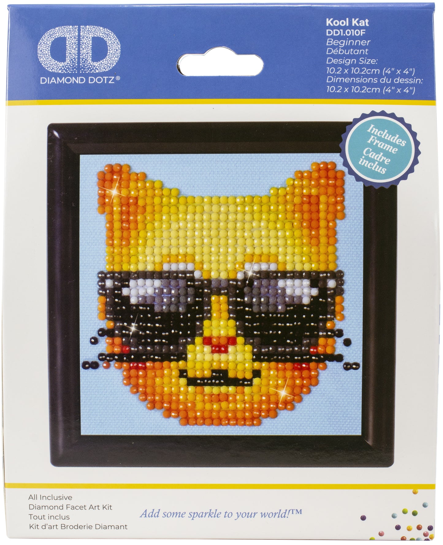 Diamond Dotz Diamond Embroidery Facet Art Kit W/ Frame-Kool Kat W/ Black Frame