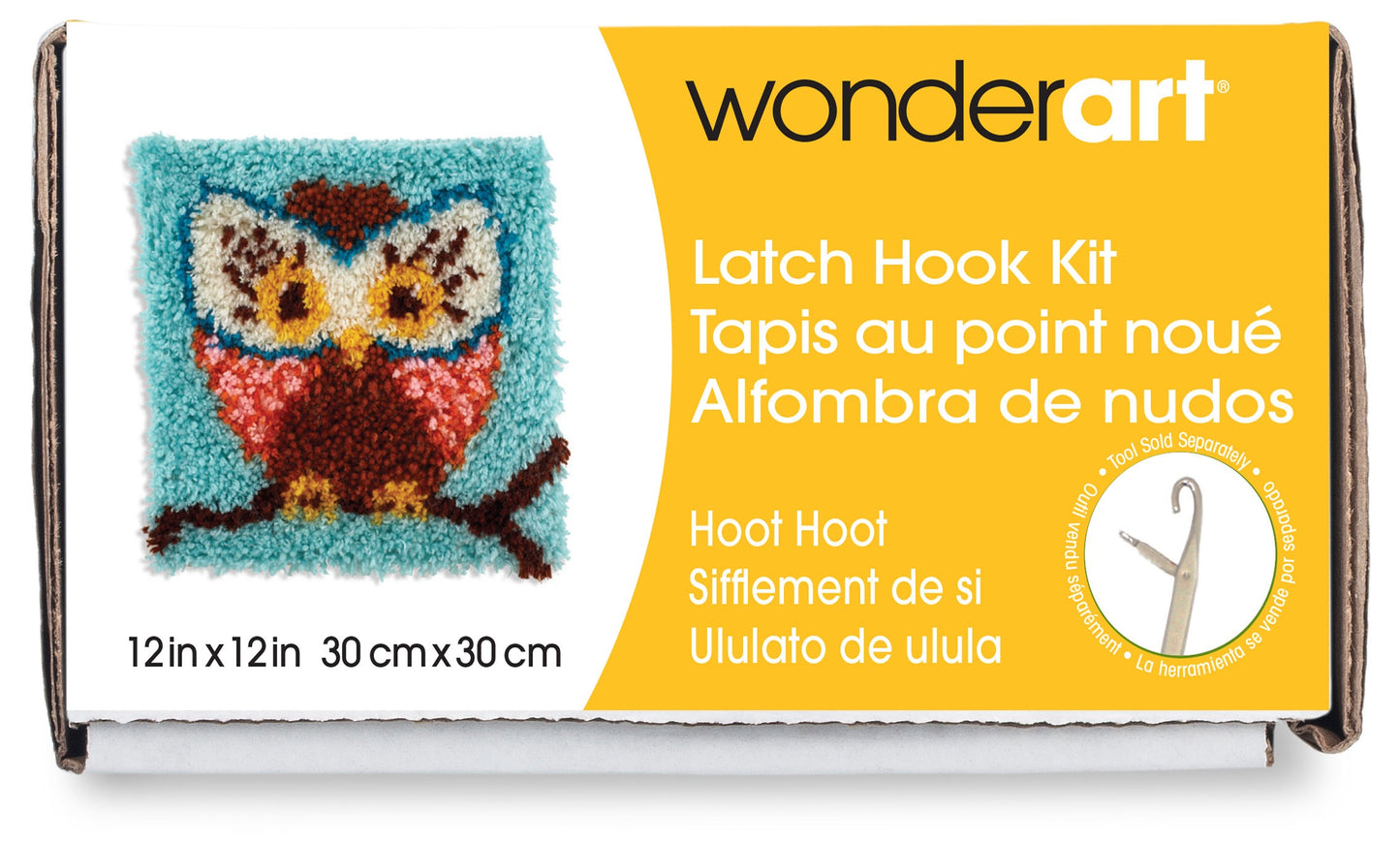 Caron Wonderart Latch Hook Kit 12"X12"-Hoot Hoot