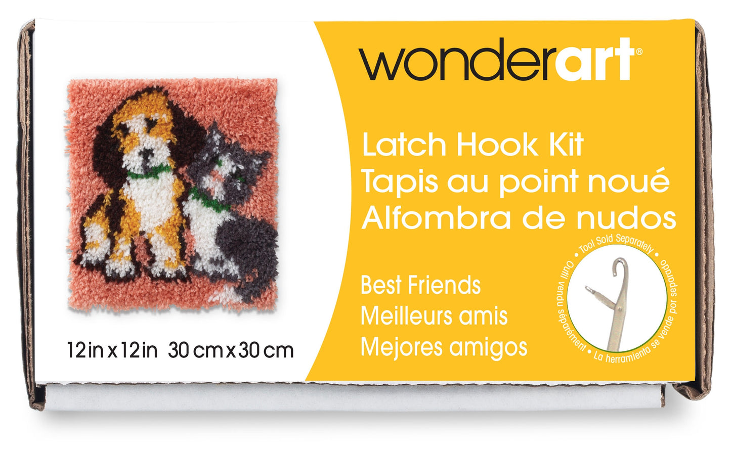 Caron Wonderart Latch Hook Kit 12"X12"-Best Friends