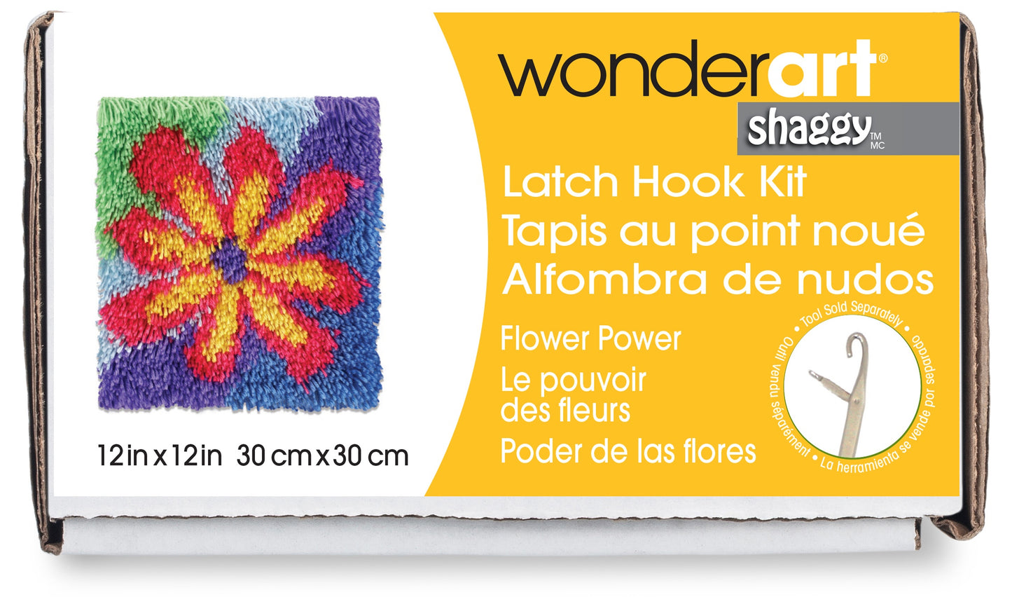 Caron Shaggy Latch Hook Kit 12"X12" -Flower Power