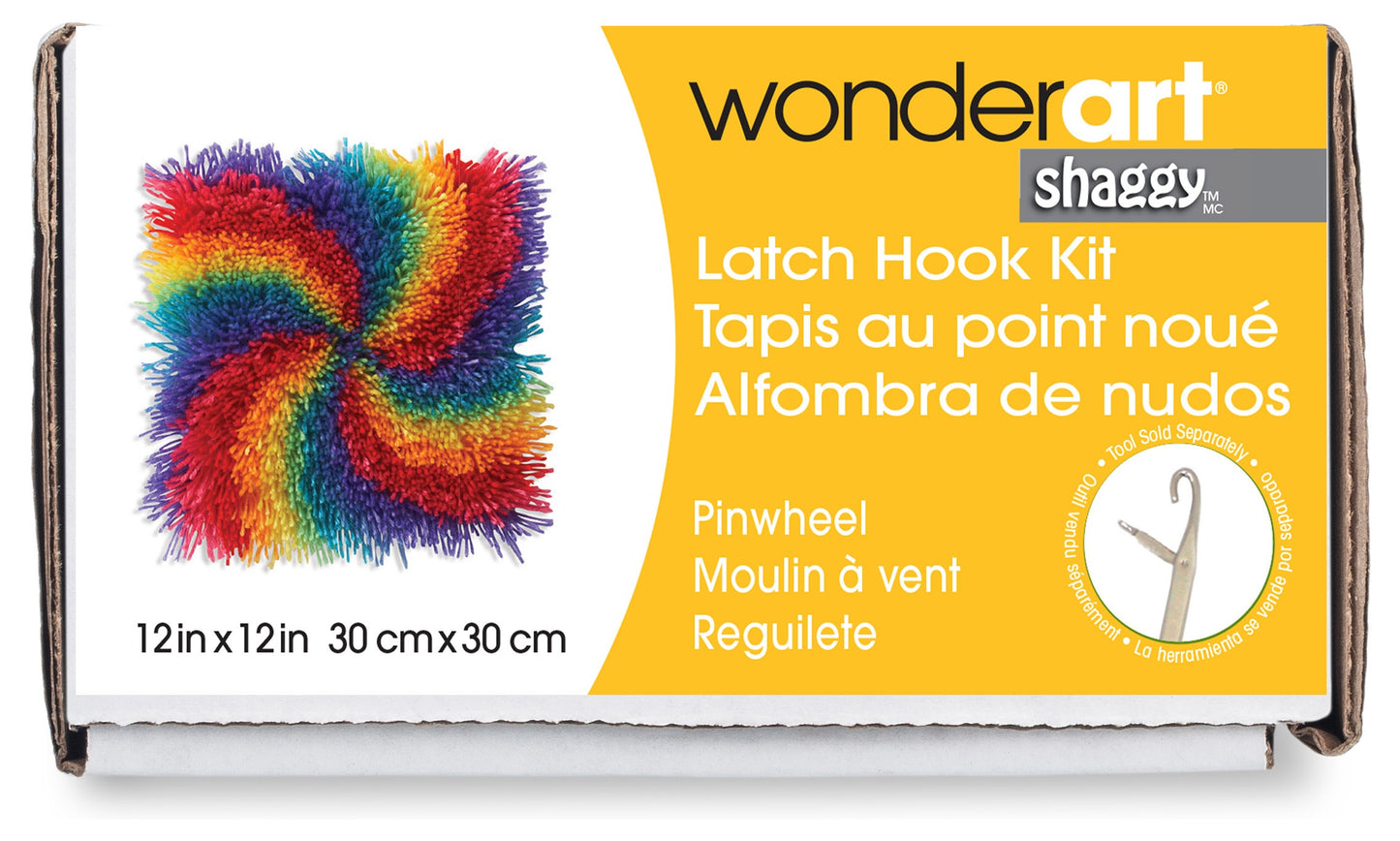 Caron Shaggy Latch Hook Kit 12"X12"-Pinwheel