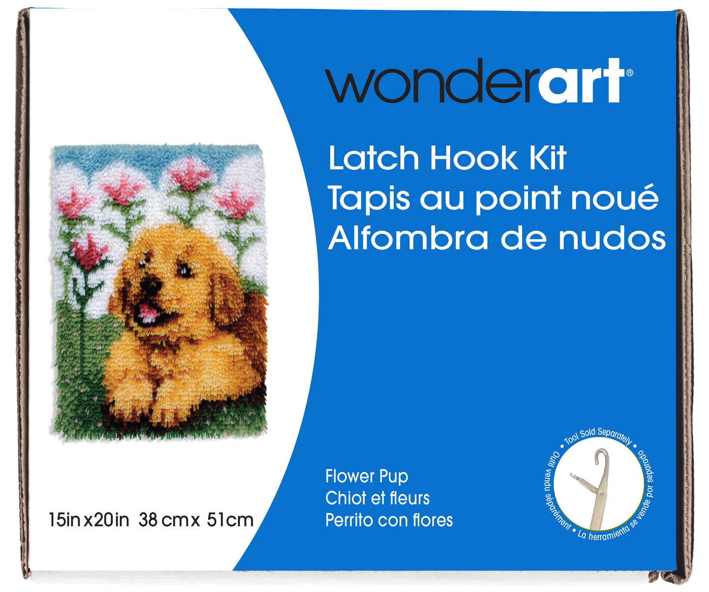 Caron Wonderart Latch Hook Kit 15"X20"-Flower Pup