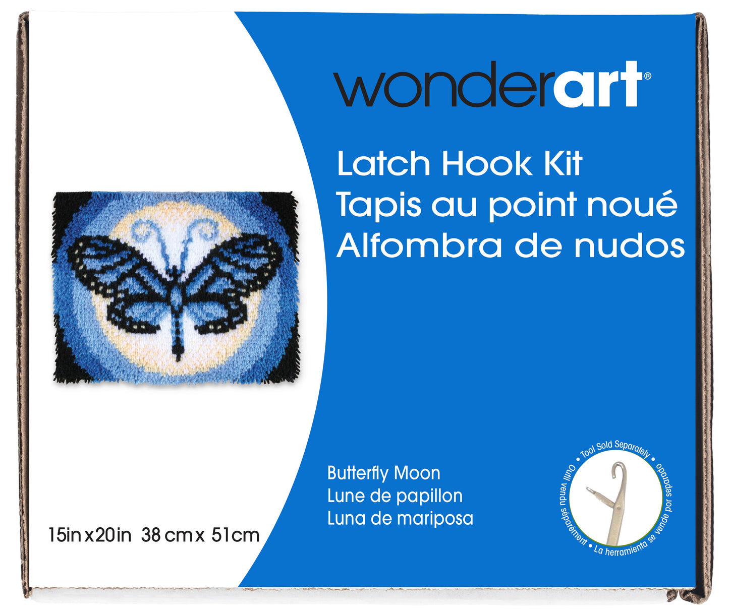 Caron Wonderart Latch Hook Kit 15"X20"-Butterfly Moon