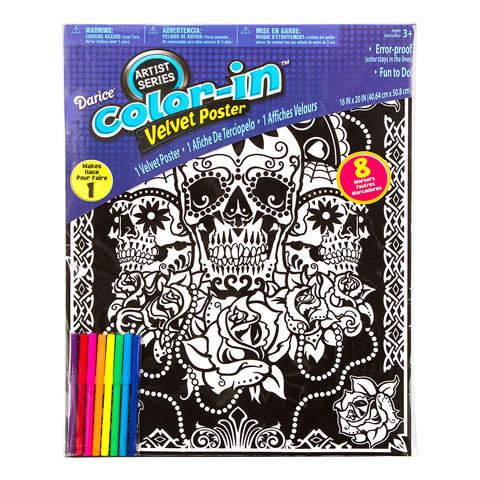 Velvet Color-In Poster with Markers Day of the Dead 16" x 20"