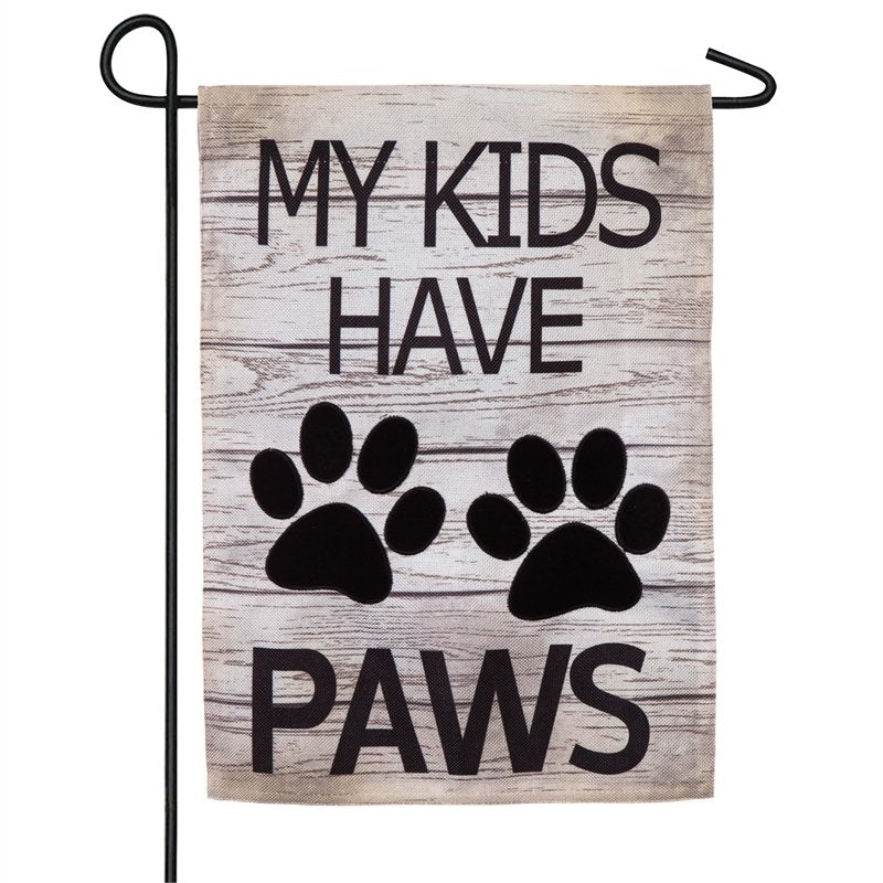 My Kids Have Paws Garden Burlap Flag