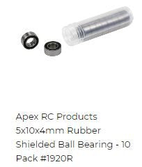 Apex RC Products 5x10x4mm Rubber Shielded Ball Bearing - 10 Pack