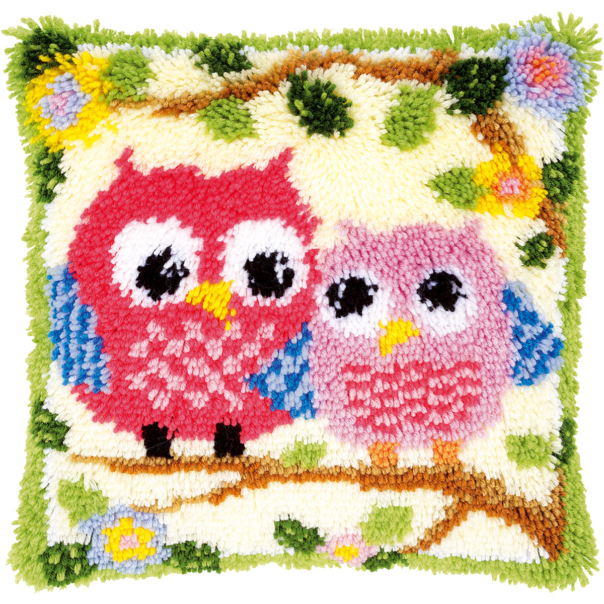 Vervaco Cushion Latch Hook Kit 16"X16"-Owls On A Branch