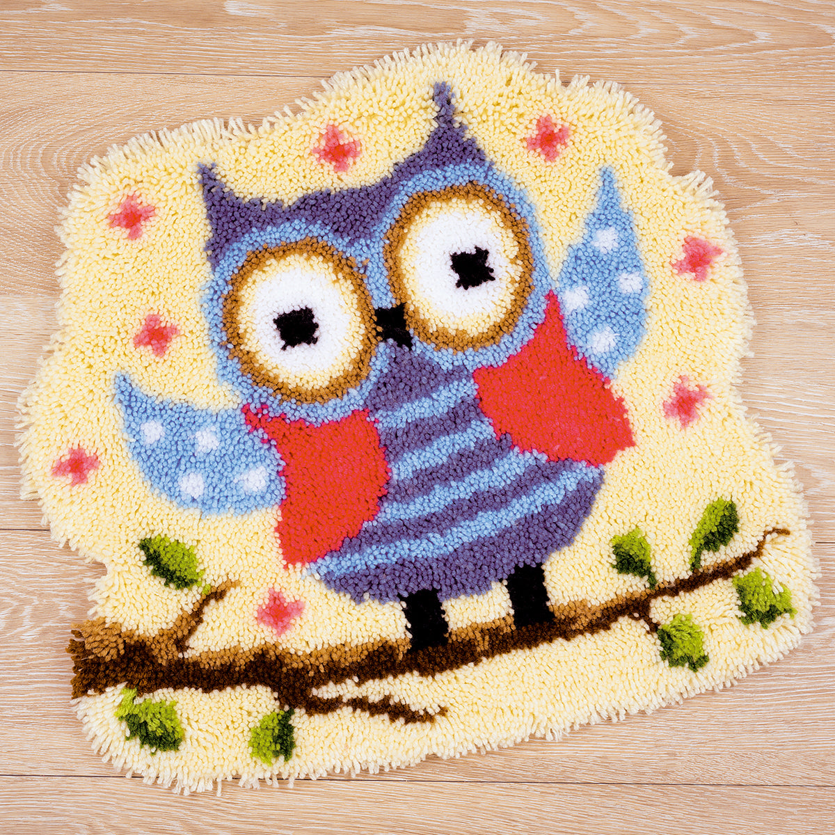 Vervaco Shaped Rug Latch Hook Kit 20"x22"-Funny Owlet On A Branch