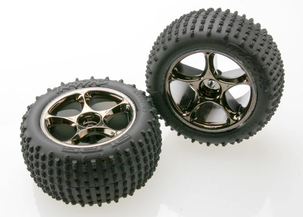 Tires & wheels assembled (Tracer 2.2" black chrome wheels Alias 2.2" tires) (2) (Bandit rear medium compound with foam inserts) (TSM rated)