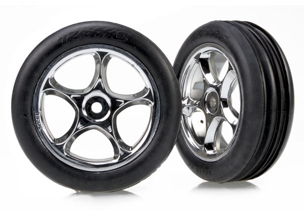 Tires & wheels assembled (Tracer 2.2" chrome wheels Alias ribbed 2.2" tires) (2) (Bandit front soft compound w/ foam inserts)
