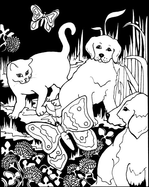 Color-In Velvet Poster 16"X20"-Puppies & Kittens