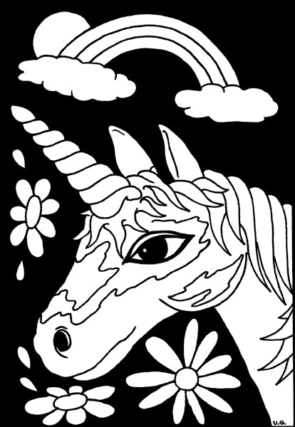Color-In Velvet Poster 6"X9"-Unicorn Face