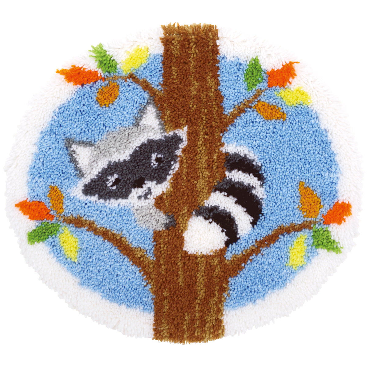 Vervaco Shaped Rug Latch Hook Kit 21.5"X20"-Raccoon In Tree