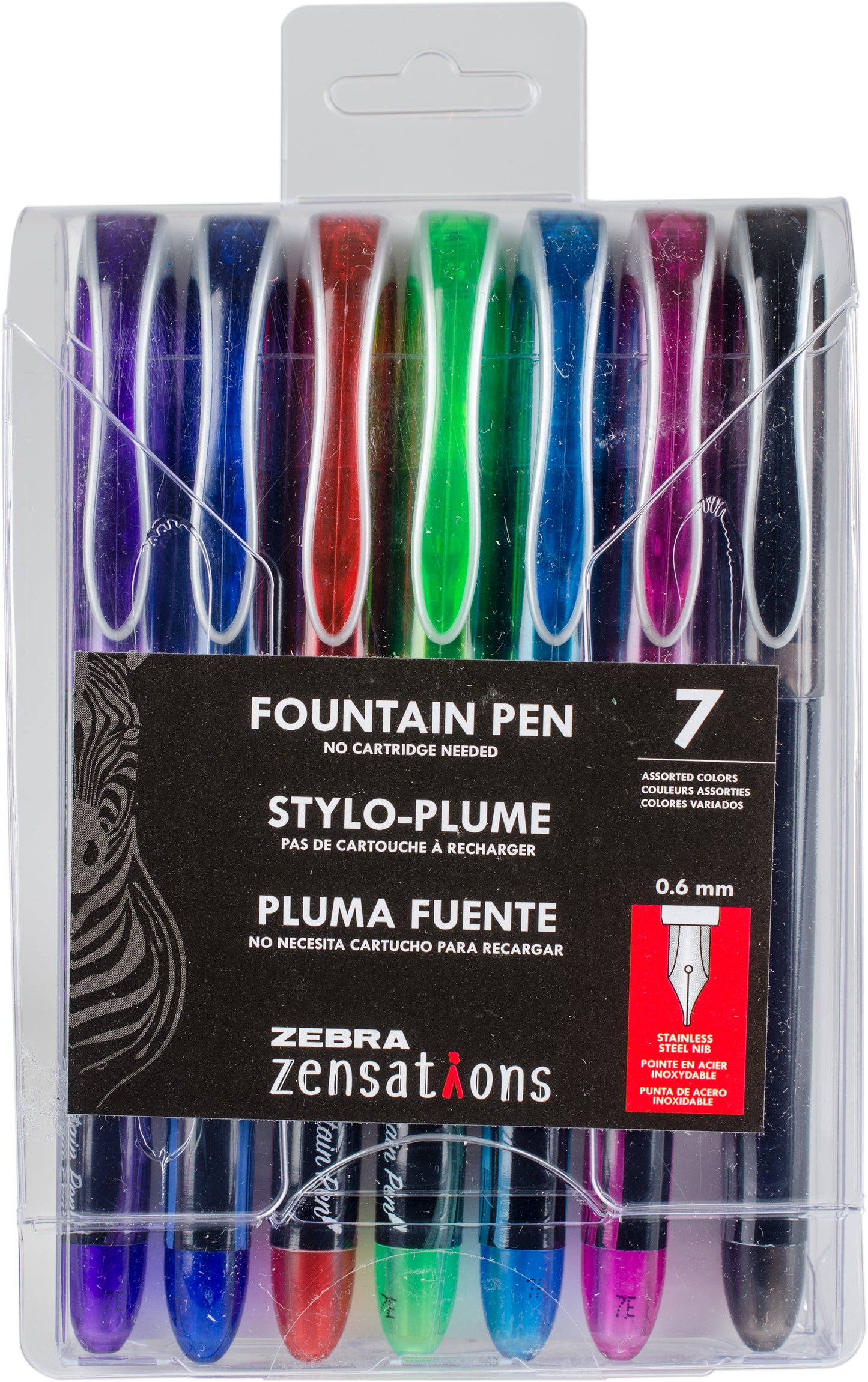 Zebra Zensations Fountain Pens 7/Pkg 0.6mm-Assorted