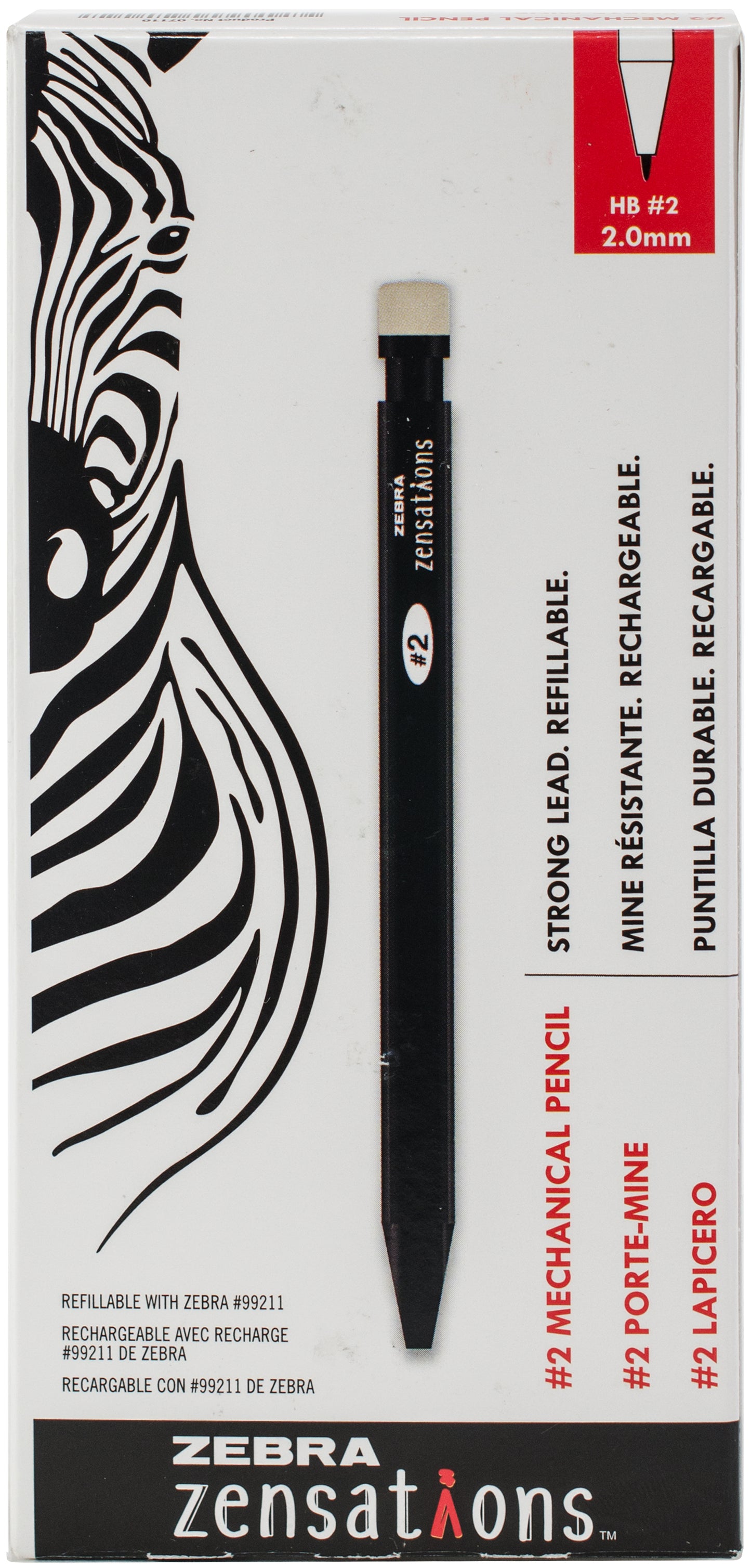 Zebra Zensations Mechanical #2 Pencils 12/Pkg-2.0mm