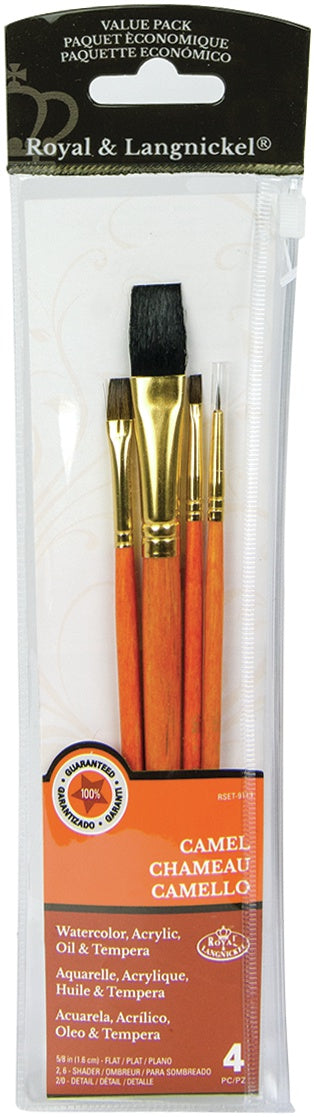Royal & Langnickel(R) Sable/Camel Value Pack Brush Set-4/Pkg