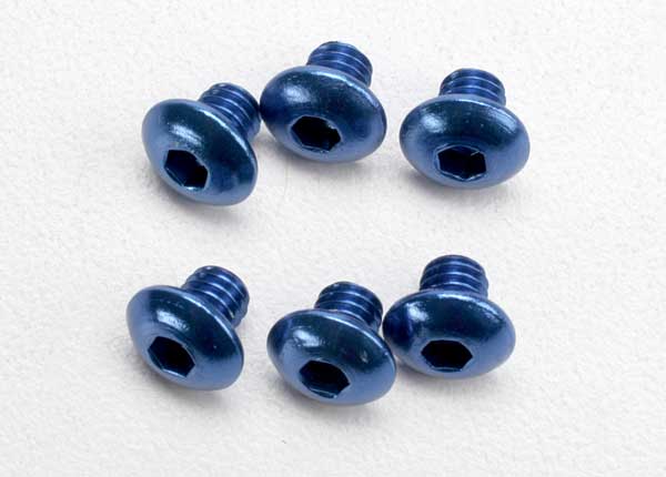 Screws 4x4mm button-head machine aluminum (blue) (hex drive) (6)