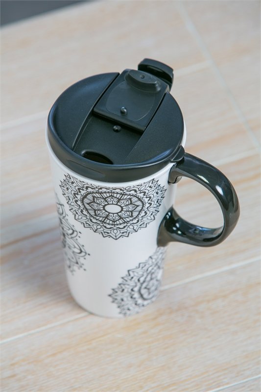 Just Add Color Ceramic Travel Cup 17 oz. Mandela