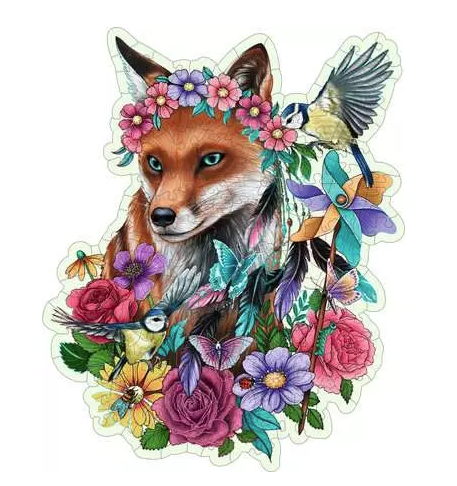 WOOD: Colorful Fox 150 pc Shape Puzzle