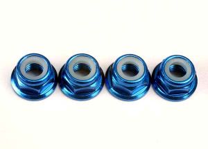 Nuts 5mm flanged nylon locking (aluminum blue-anodized) (4)