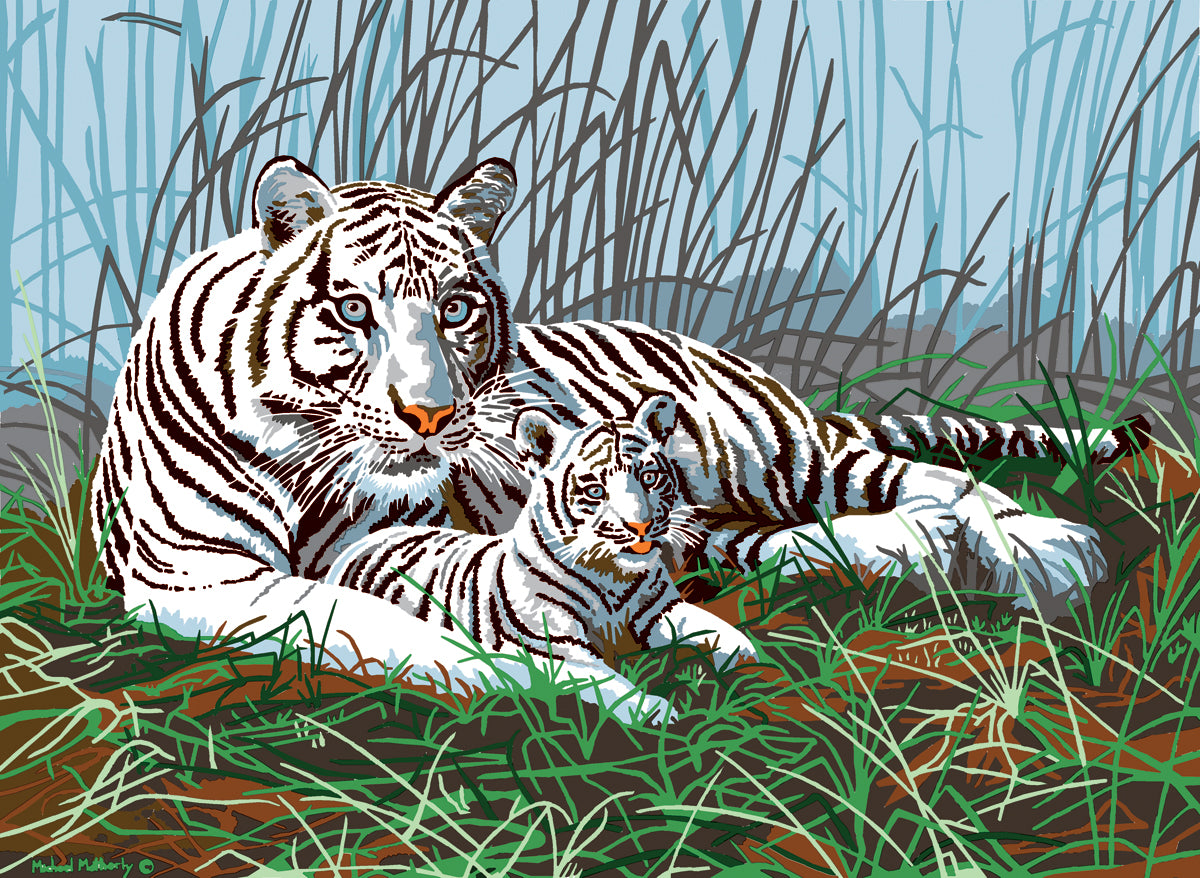 Junior Large Paint By Number Kit 15.25"X11.25"-White Tigers In The Mist