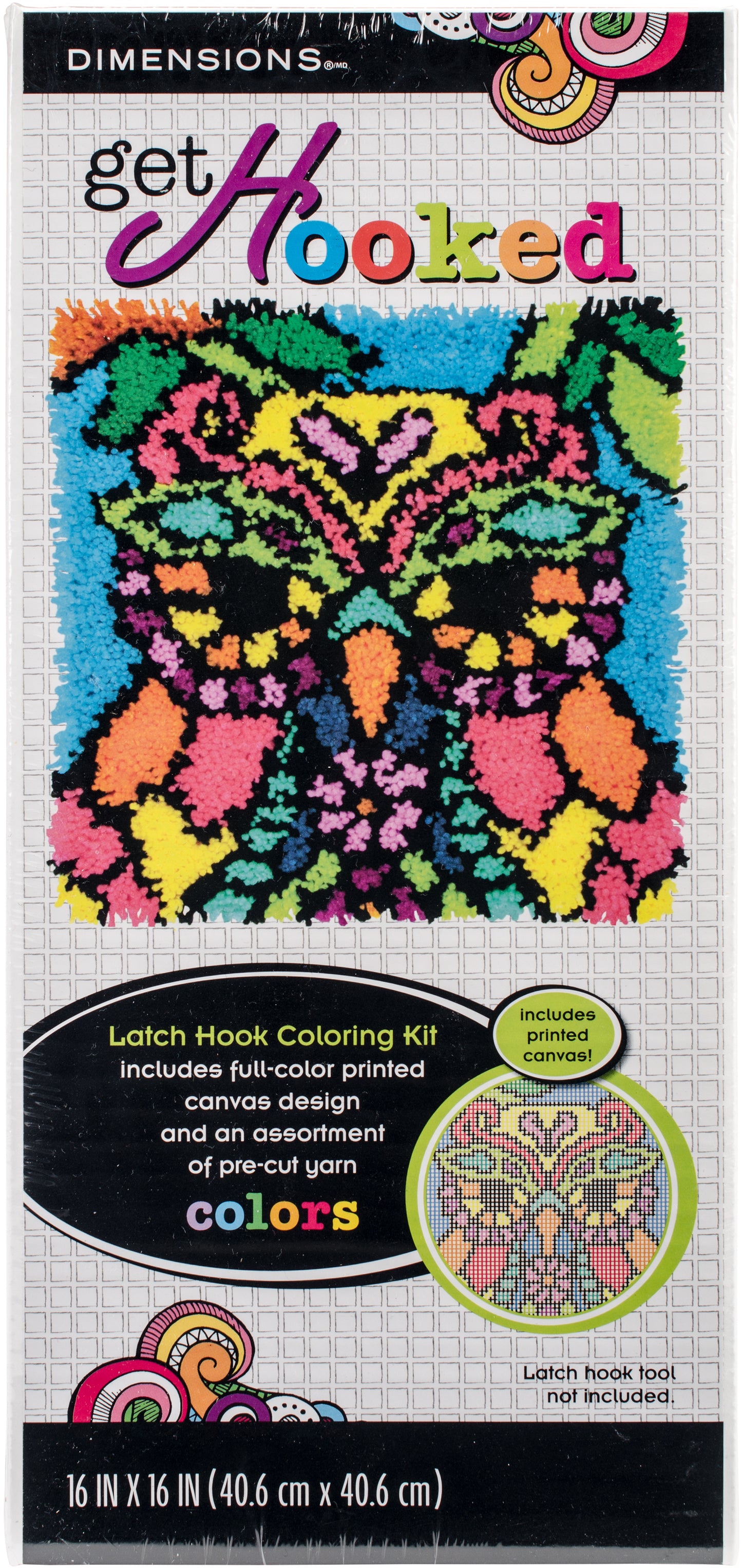 Dimensions Colorful Latch Hook Kit 16"X16"-Owl