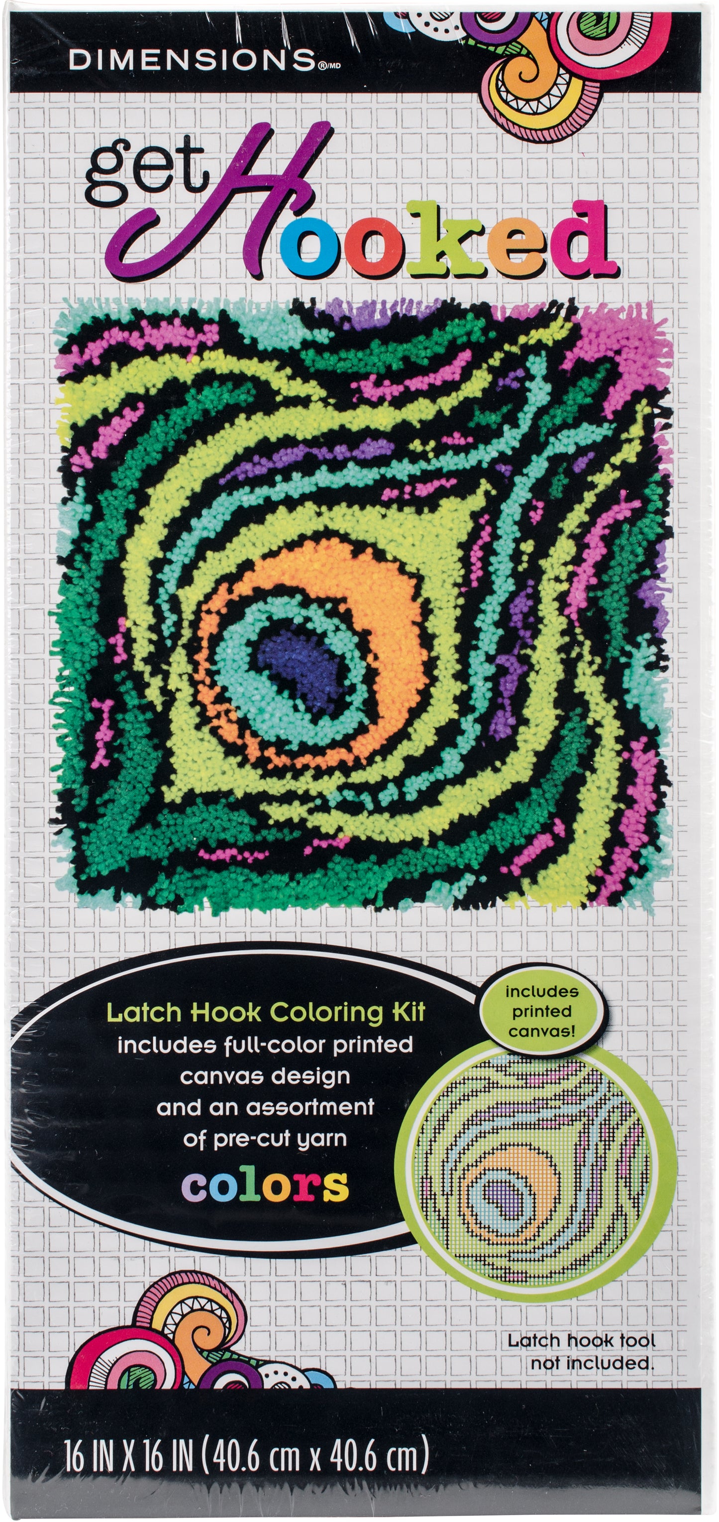 Dimensions Colorful Latch Hook Kit 16"X16"-Feather