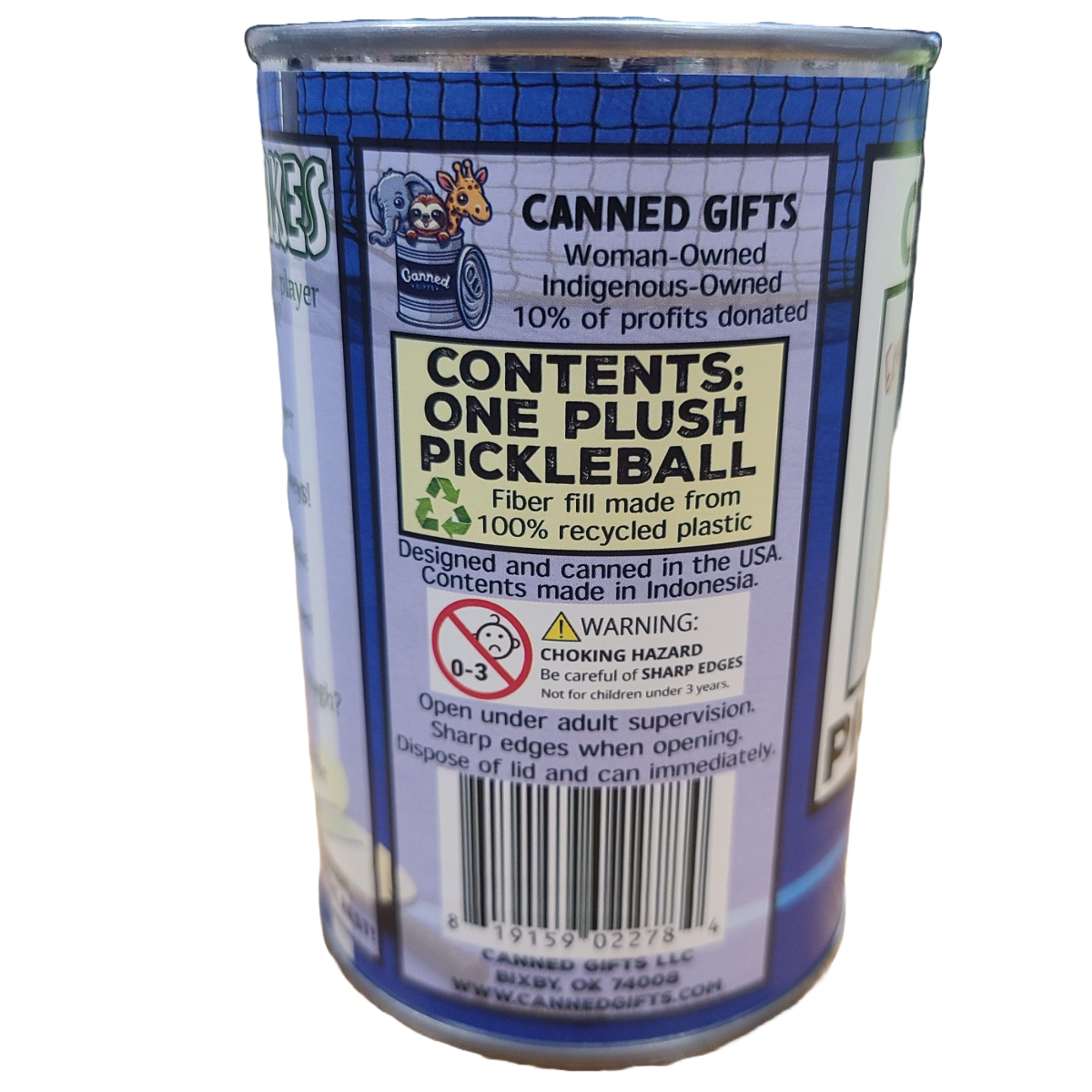 Canned Pickleball | Stuffed Sports Plush in a Can w/Jokes: Pop Top Lid