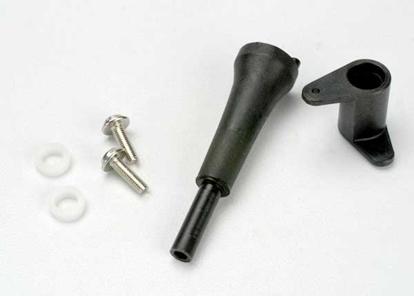 Slide carb linkage bellcrank post/ 5x8x2.5 plastic bushing (2)/ bellcrank/ 5x8x0.5 fiber washer (2)/ 3x10 WM