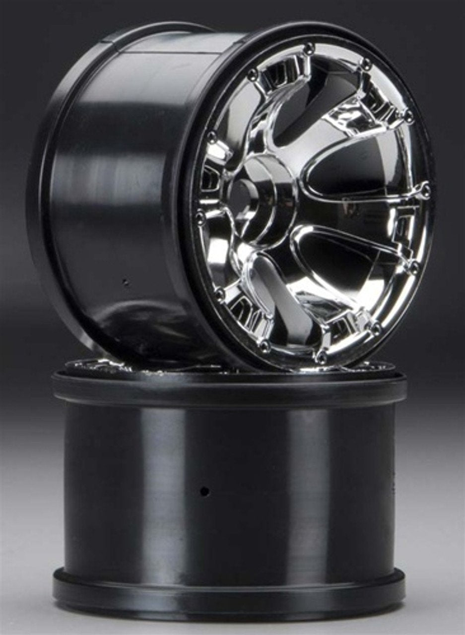 Wheels Geode 3.8" (chrome) (2) (use with 17mm splined wheel hubs & nuts part #5353X & beadlock-style sidewall protectors part #5665 5666 5667)