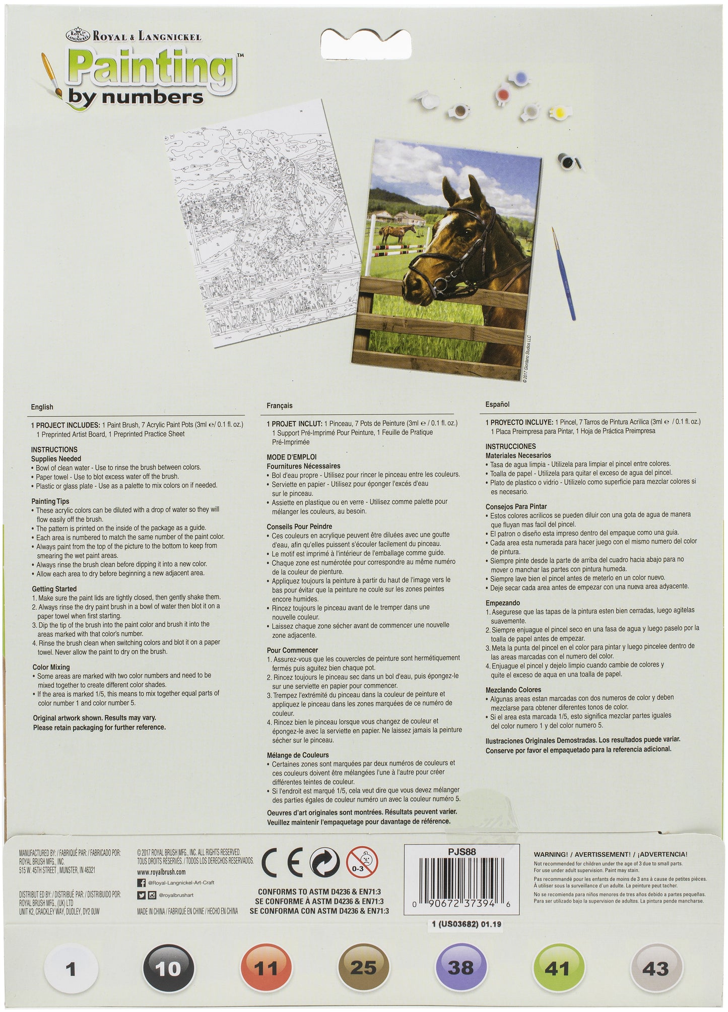Junior Small Paint By Number Kit 8.75"X11.75"-Equine Paddock