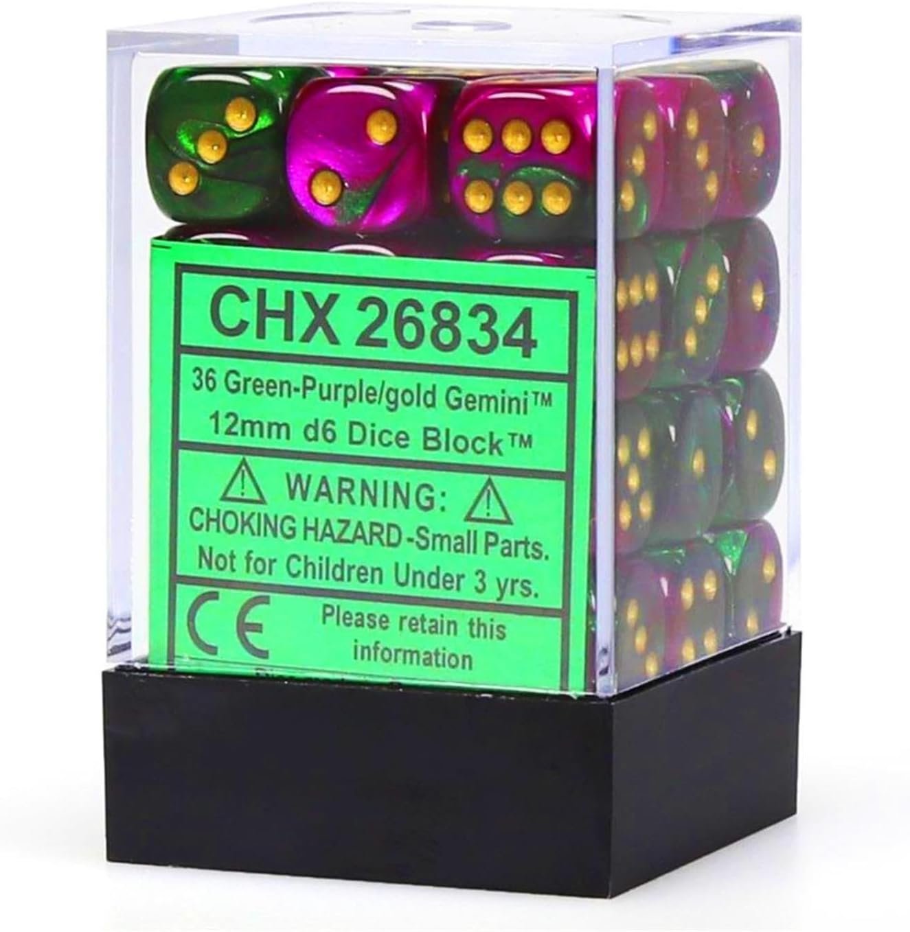 Gemini 12mm d6 Green-Purple/gold Dice Block (36 dice)