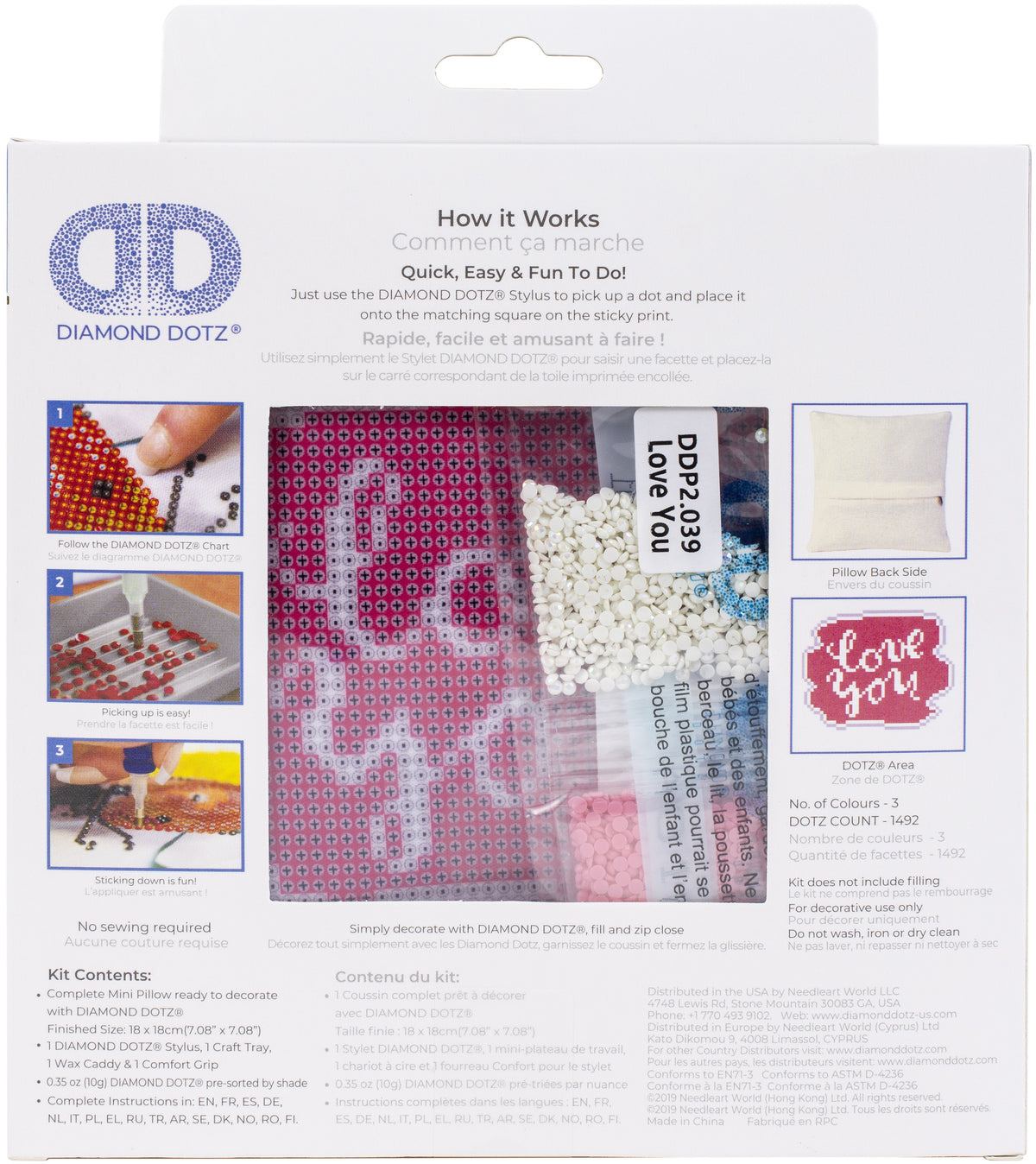 Diamond Dotz Diamond Embroidery Mini Pillows 7"X7"-Love You