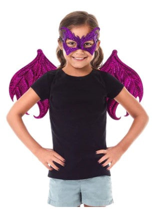 Pink/Purple Dragon Wings & Mask Set - 3+ yrs.